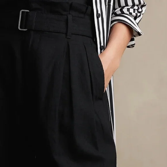 NWT! Banana Republic Black Linen-Blend Paper Bag Wide Leg Pant - Multiple - Picture 4 of 4